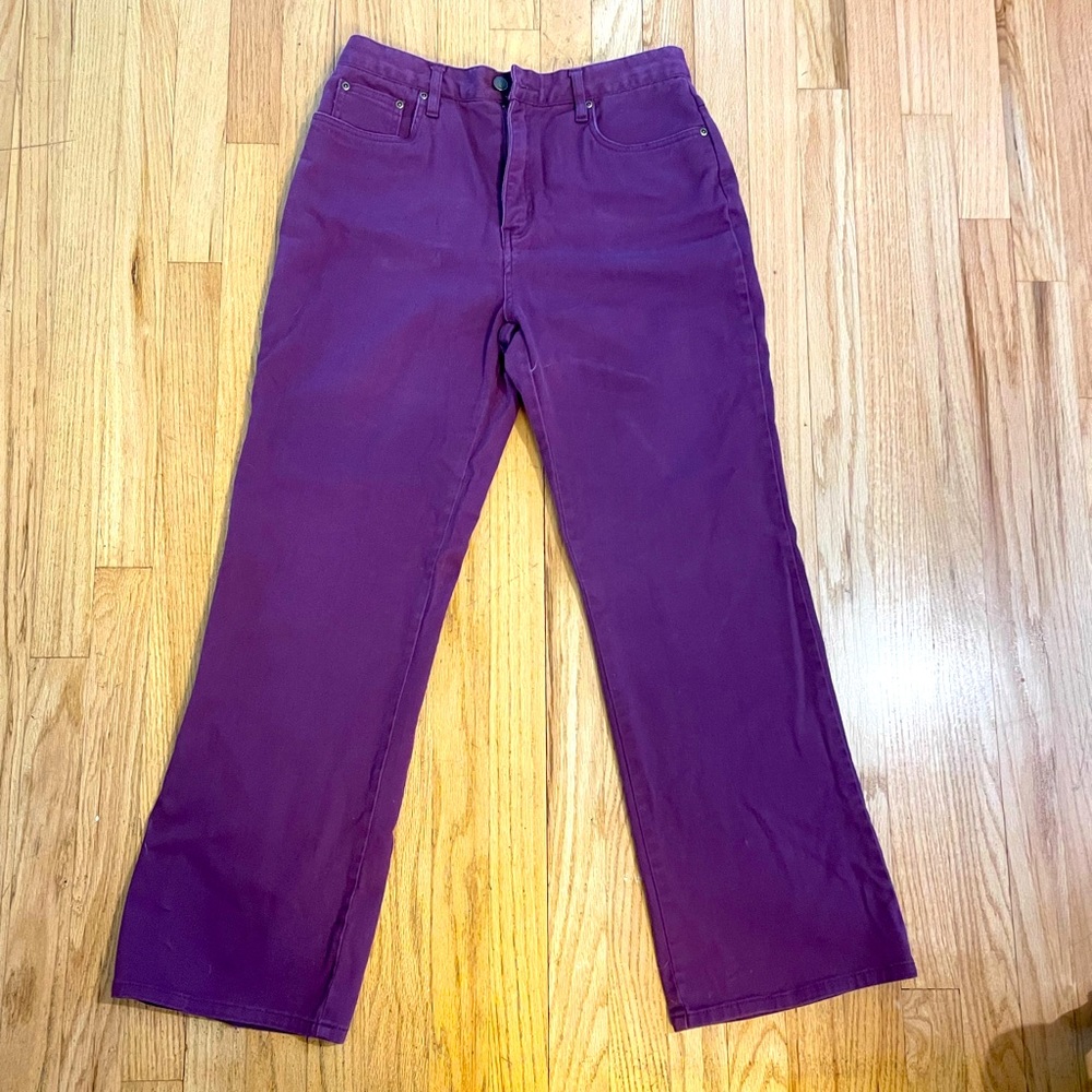 Purple women’s size 12 Chadwick’s boot cut jeans.